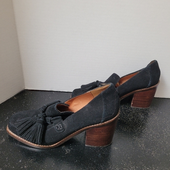 Shellys London Greenford Black Suede Heeled Loafers - Picture 5 of 8